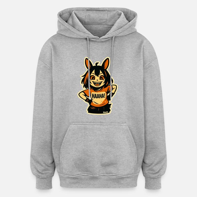 Le Loup Sprite de Minuit - Sweat à capuche oversize unisexe - gris chiné