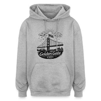 Golden Gate Vibes San Francisco Skyline - Sweat à capuche oversize unisexe - gris chiné - Devant - Noah (186cm)