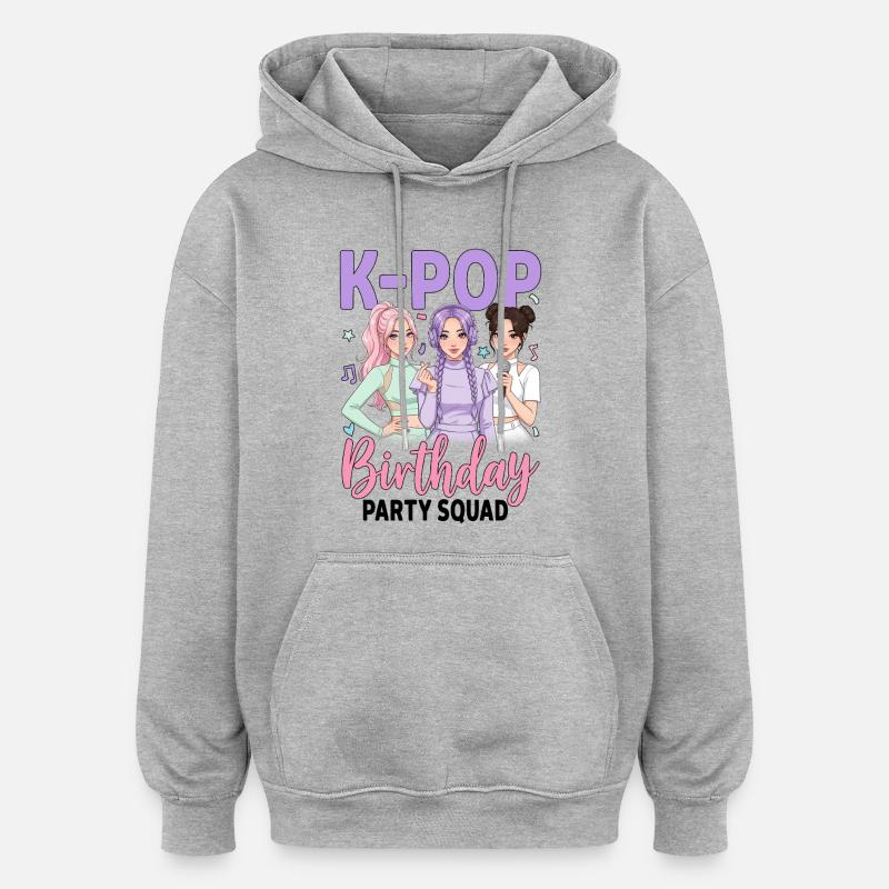 Équipe de fête d’anniversaire K Pop - Sweat à capuche oversize unisexe - gris chiné