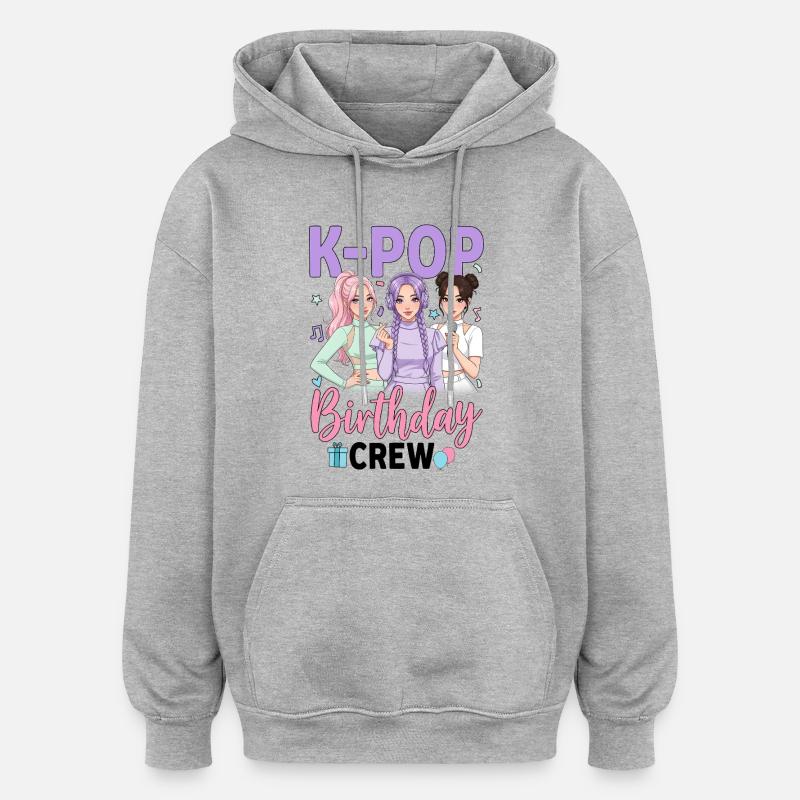 Équipe de fête d’anniversaire K Pop - Sweat à capuche oversize unisexe - gris chiné