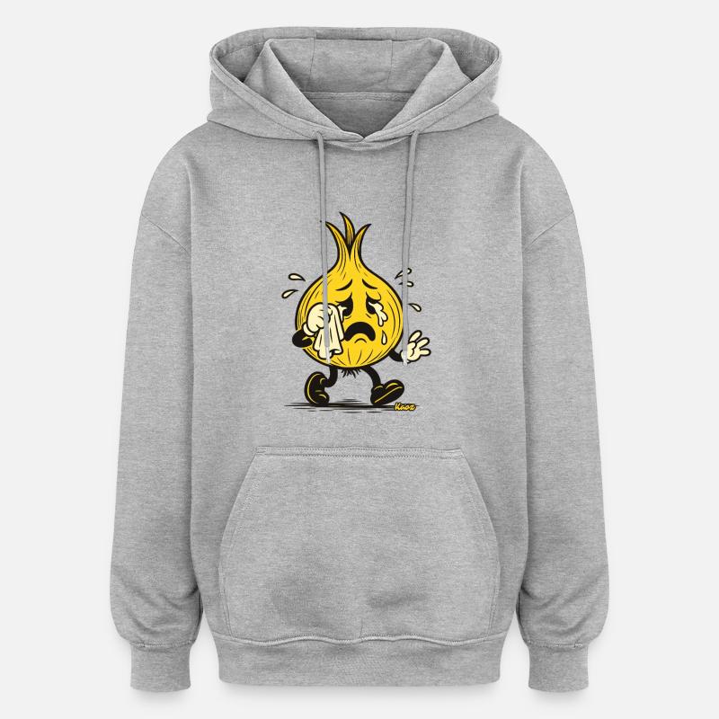 Tearful Onion Mascot - Oversized Unisex Hoodie - heather grey