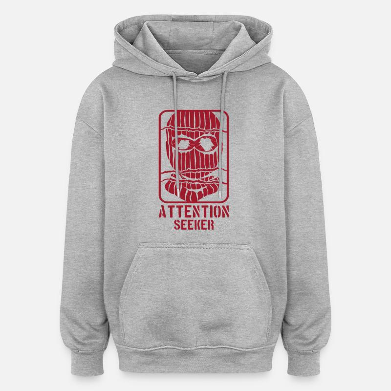 Masque de chercheur d’attention style rebelle - Sweat à capuche oversize unisexe - gris chiné