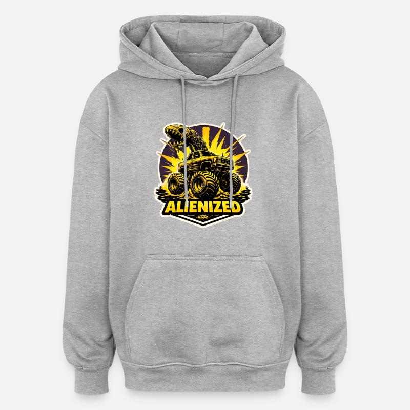 Entfremdeter Monstertruck - Oversized Unisex Hoodie - Grau meliert