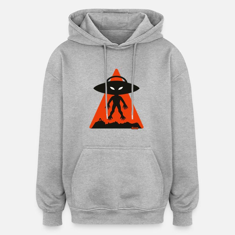 Alien Shadow Under Orange Triangle - Oversized Unisex Hoodie - heather grey