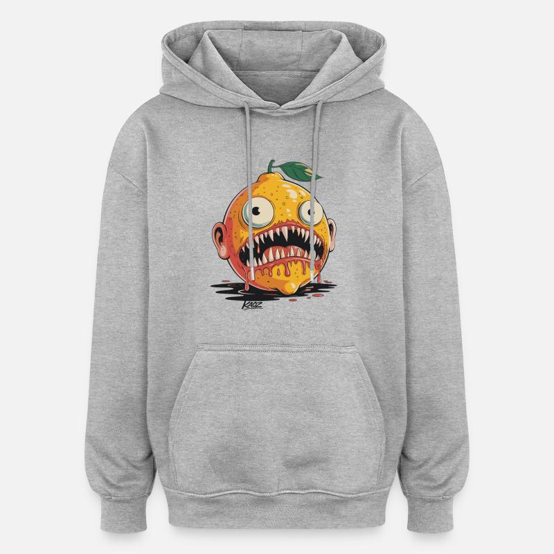 Monstre des Agrumes du Cauchemar - Sweat à capuche oversize unisexe - gris chiné