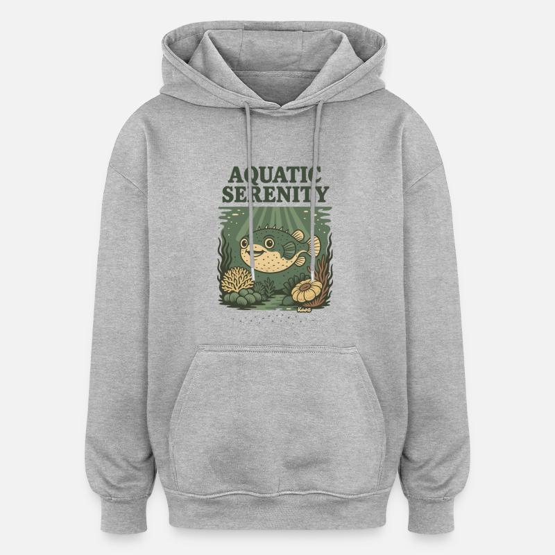 Poisson-globe aquatique Serenity - Sweat à capuche oversize unisexe - gris chiné