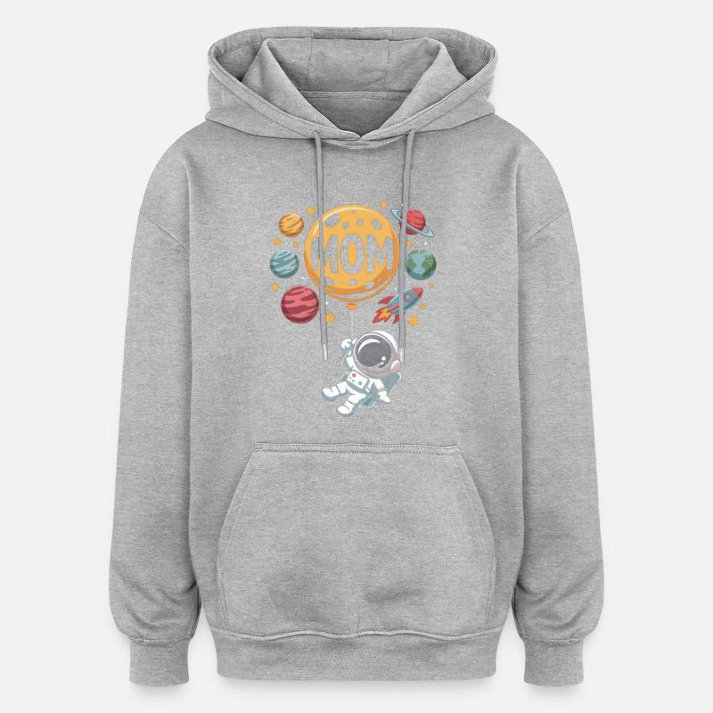 Moon Balloon MOM Aventure Spatiale - Sweat à capuche oversize unisexe - gris chiné