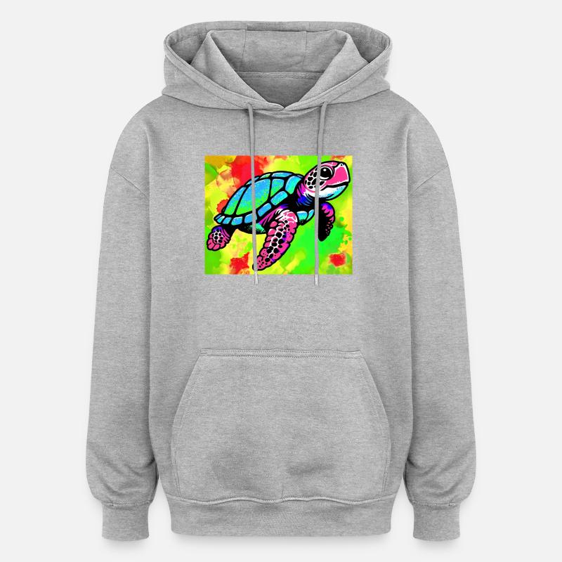 tortue - Sweat à capuche oversize unisexe - gris chiné