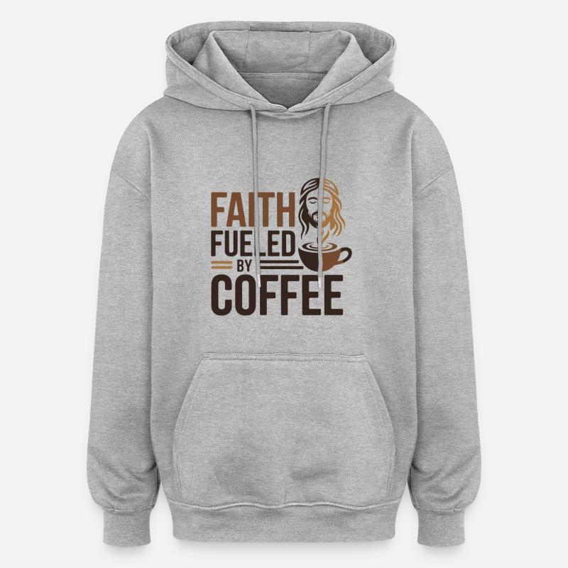 Fede alimentata dal caffè Jesus Kaffee - Felpa con cappuccio unisex oversize - grigio melange