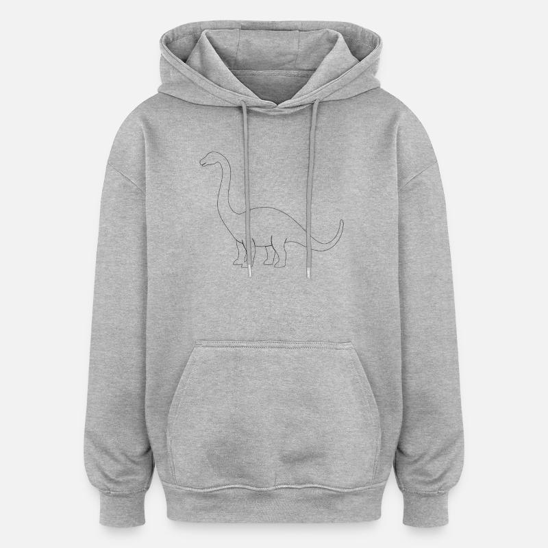 Brontosaurus - Sweat à capuche oversize unisexe - gris chiné