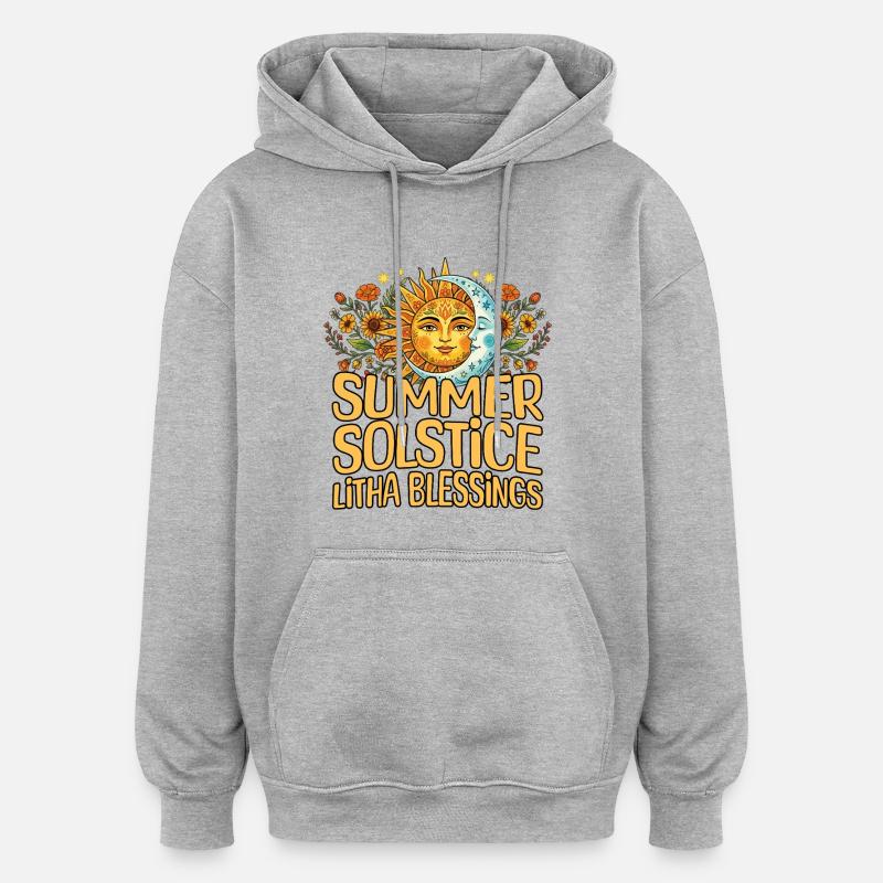 Litha Pagan Solstice d’été Midsommar - Sweat à capuche oversize unisexe - gris chiné