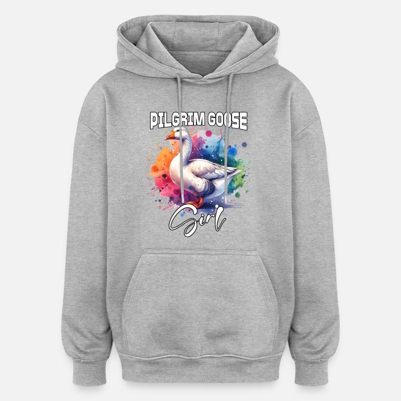 Pilgrim Goose Mädchen Pilgrim Gans - Oversized Unisex Hoodie - Grau meliert