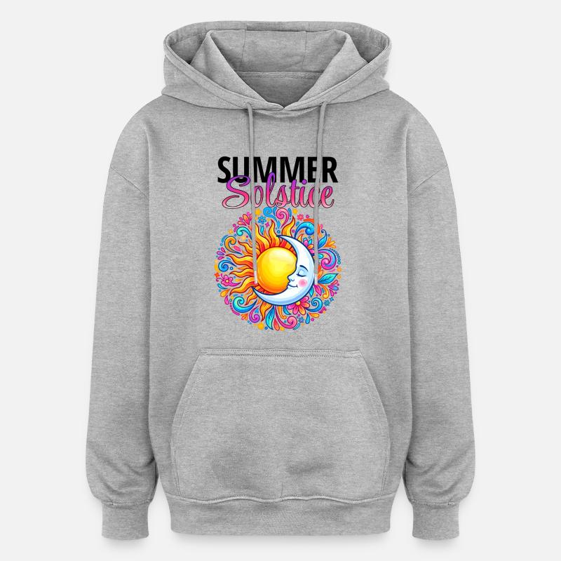 Litha Pagan Solstice d’été Midsommar - Sweat à capuche oversize unisexe - gris chiné