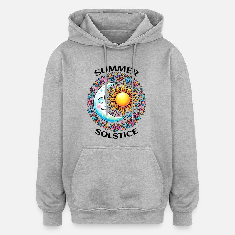 Litha Pagan Solstice d’été Midsommar - Sweat à capuche oversize unisexe - gris chiné