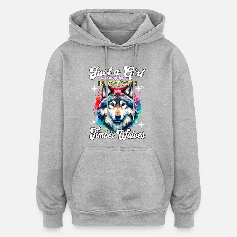 Grauwolf Mädchen Timber Wolf - Oversized Unisex Hoodie - Grau meliert