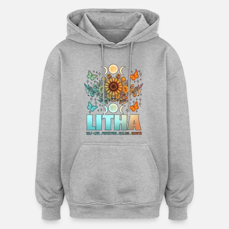 Litha Pagan Solstice d’été Midsommar - Sweat à capuche oversize unisexe - gris chiné
