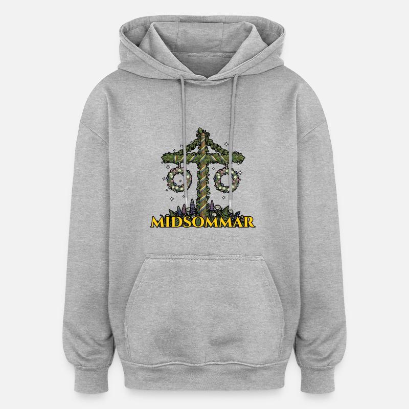 Litha Pagan Solstice d’été Midsommar - Sweat à capuche oversize unisexe - gris chiné