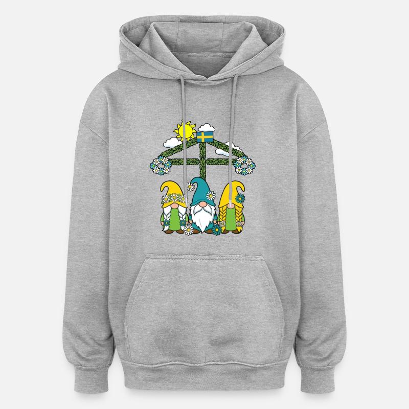 Litha Pagan Summer Solstice Midsummer Midsommar - Oversized Unisex Hoodie - heather grey