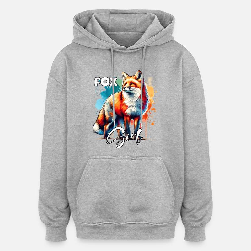 Fox Mädchen Rotfuchs Fuchs - Oversized Unisex Hoodie - Grau meliert