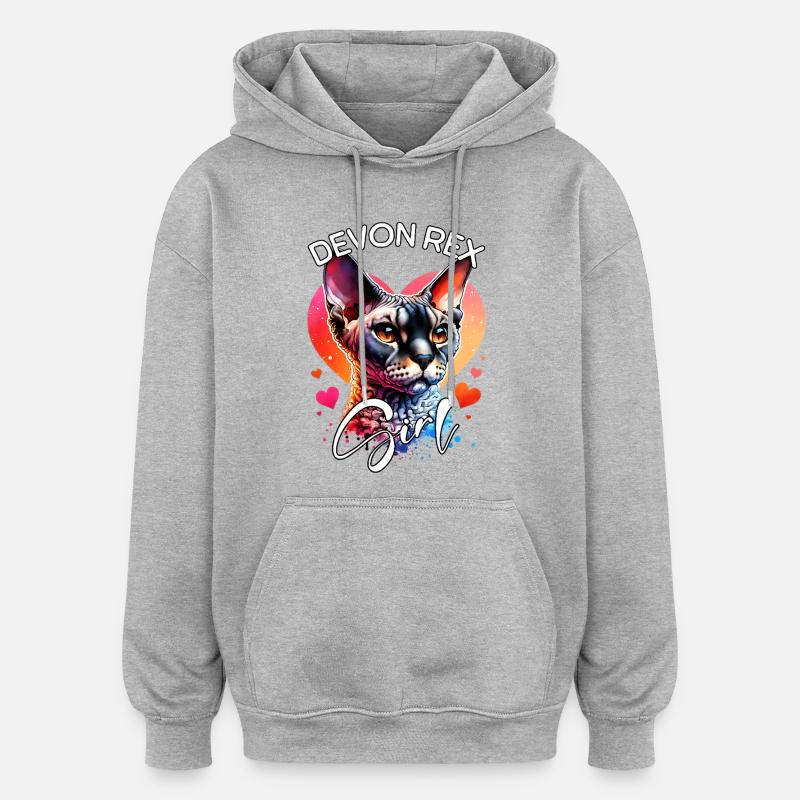 Devon Rex Girl Devon Rex - Oversized Unisex Hoodie - heather grey