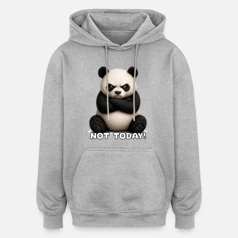 Mème Panda Pas Aujourd’hui - Sweat à capuche oversize unisexe - gris chiné