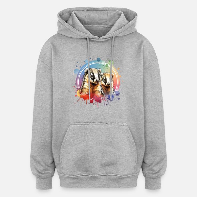 Nasenbär Coati - Sweat à capuche oversize unisexe - gris chiné