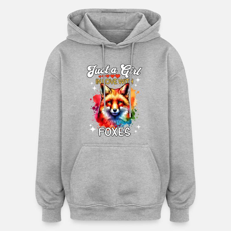 Red Fox Fox Girl Fox - Oversized Unisex Hoodie - heather grey
