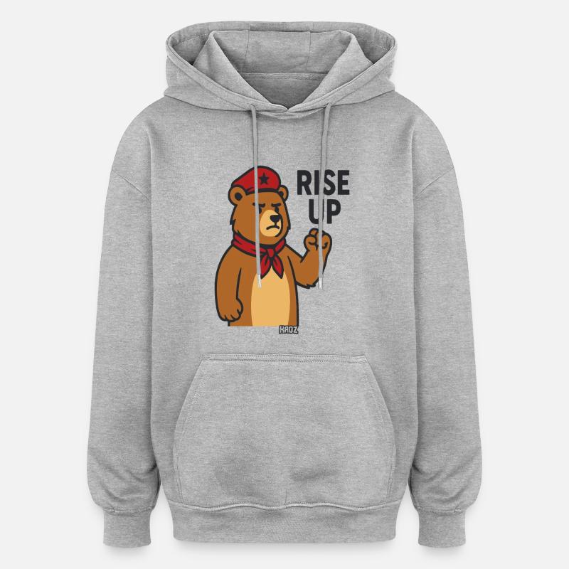 Bear Hero Rally Tee - Sweat à capuche oversize unisexe - gris chiné