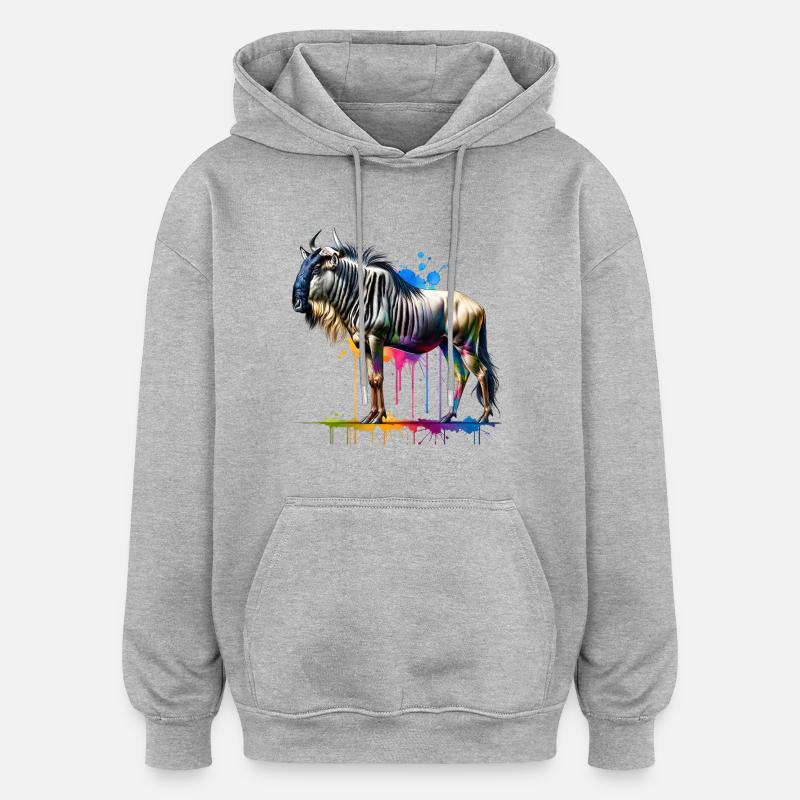 Gnu Geschenk - Oversized Unisex Hoodie - Grau meliert