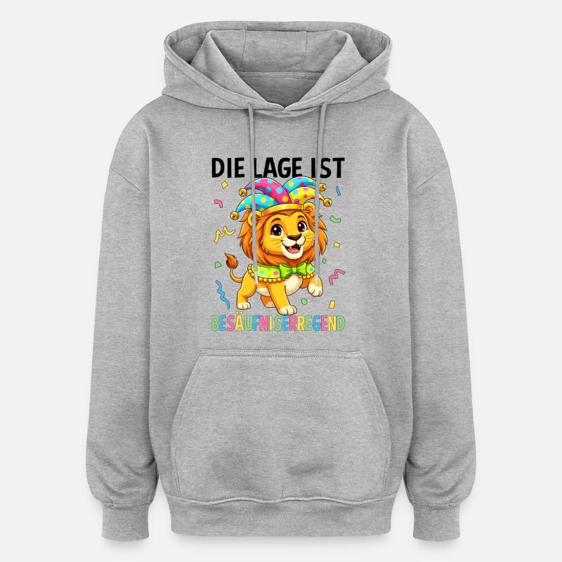 Die Lage Ist Besäufniserregend Löwe - Oversized Unisex Hoodie - Grau meliert
