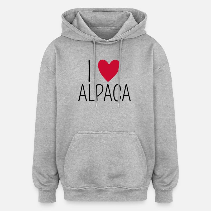 J’AIME L’ALPAGA - Design - Sweat à capuche oversize unisexe - gris chiné