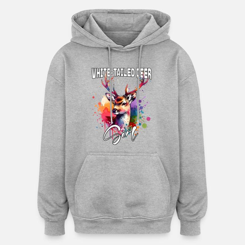 White-Tailed Deer Mädchen Weisswedelhirsch - Oversized Unisex Hoodie - Grau meliert