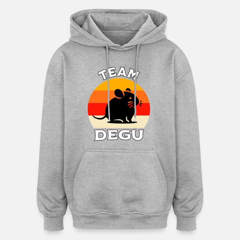 Team Degu - Sweat à capuche oversize unisexe - gris chiné