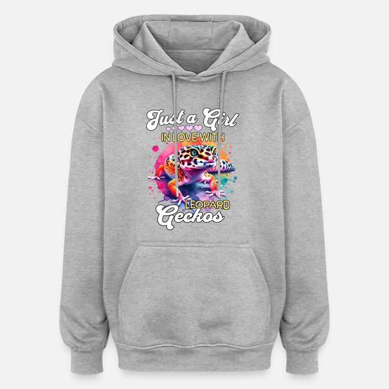 Mädchen Leopardgecko - Oversized Unisex Hoodie - Grau meliert