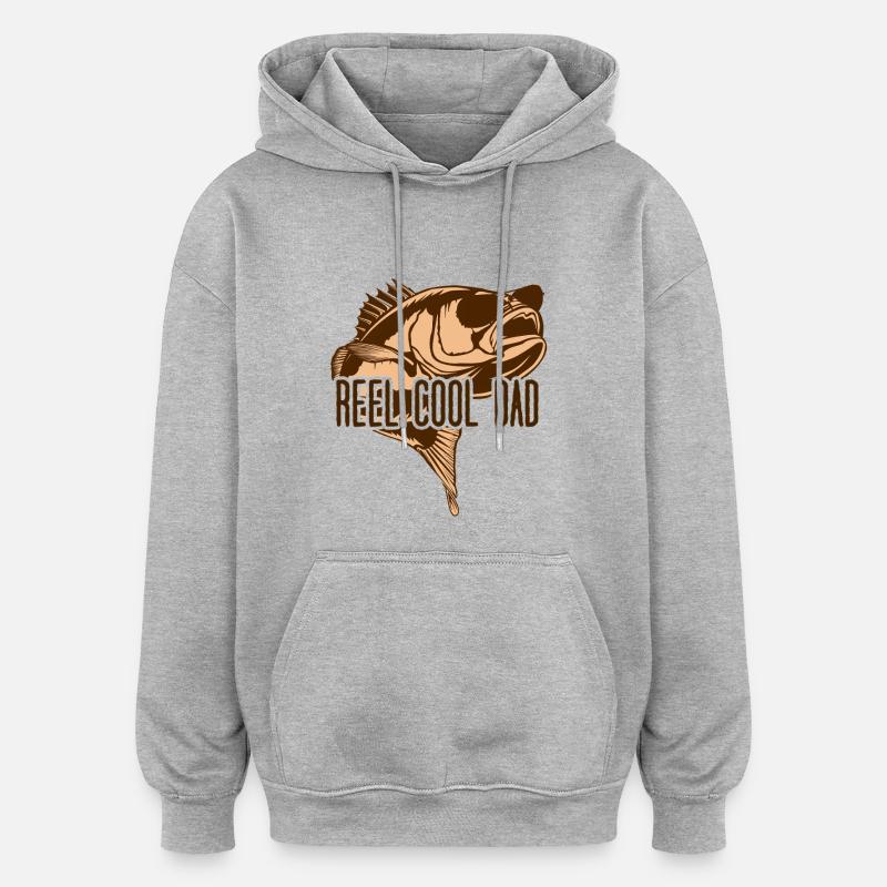 Reel Cool Dad – Bester Angler-Papa - Oversized Unisex Hoodie - Grau meliert