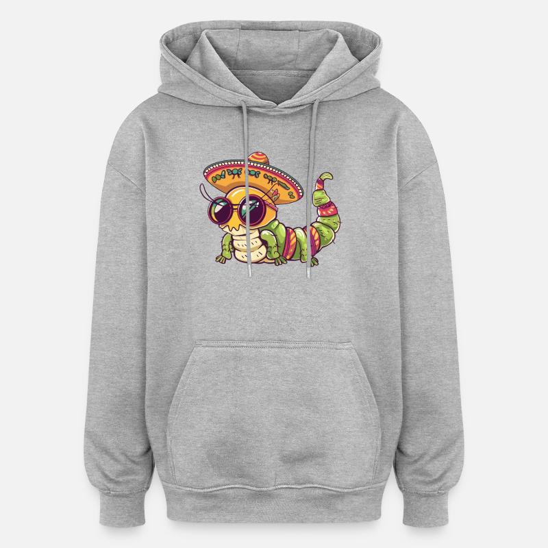 Sombrero drôle de ver - Sweat à capuche oversize unisexe - gris chiné