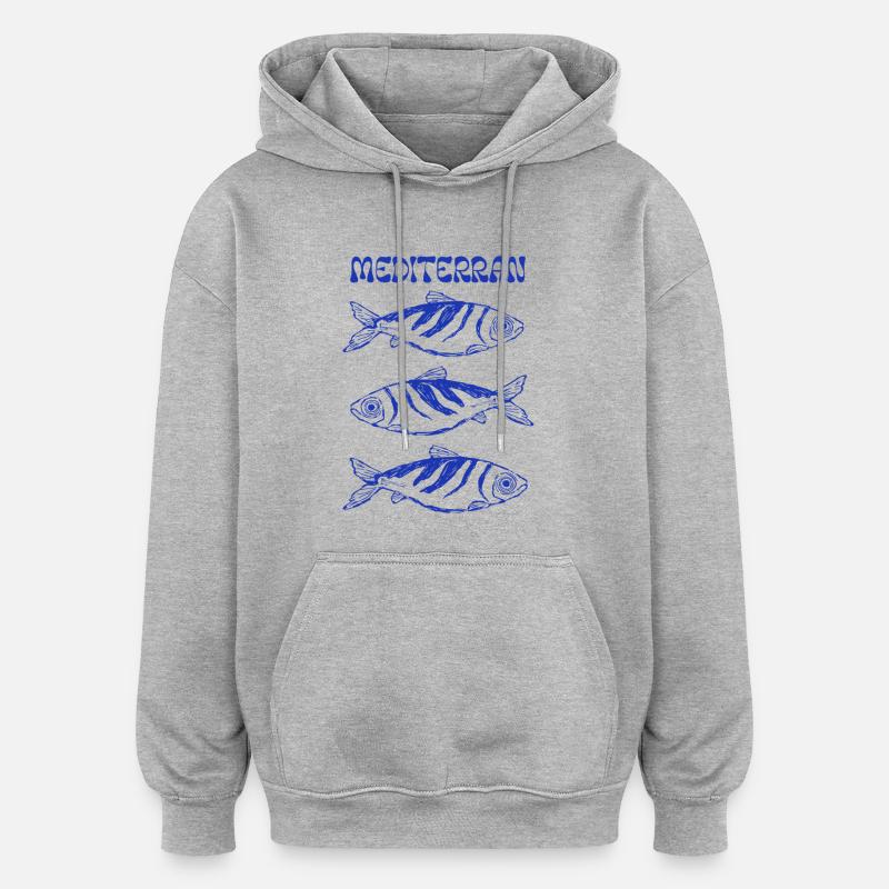 Sardines - Trilogie méditerranéenne - Sweat à capuche oversize unisexe - gris chiné