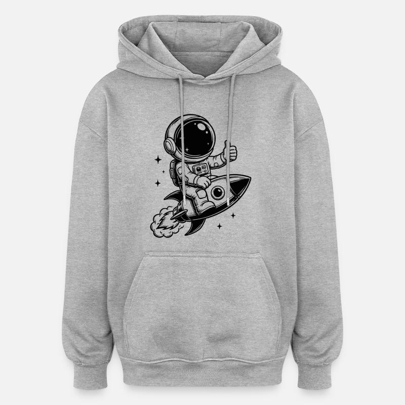 Astronaute en aventure spatiale - Sweat à capuche oversize unisexe - gris chiné