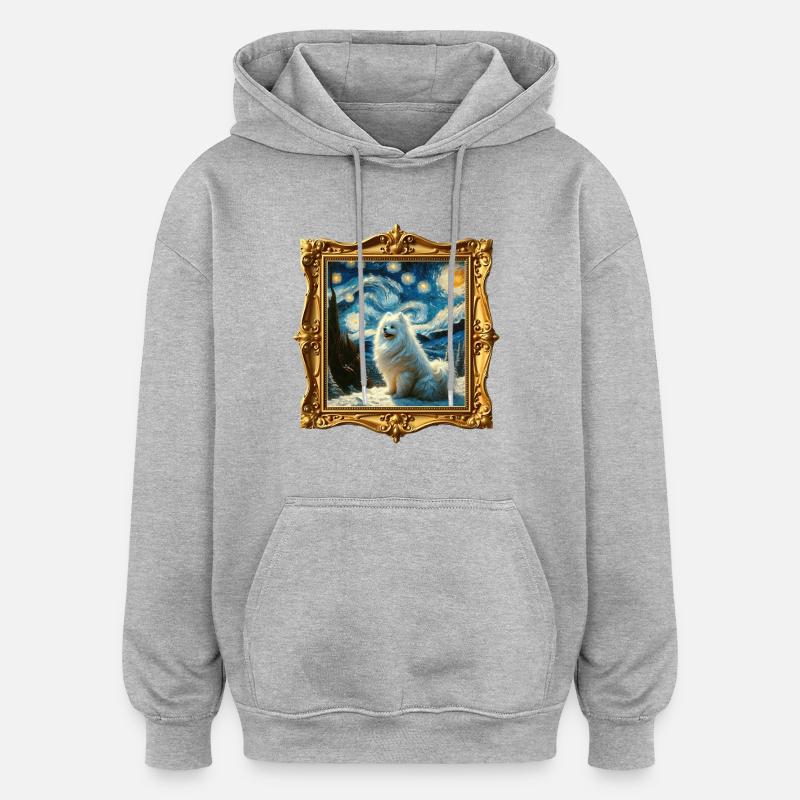 Spitz Zwergspitz Starry Night - Oversized Unisex Hoodie - Grau meliert