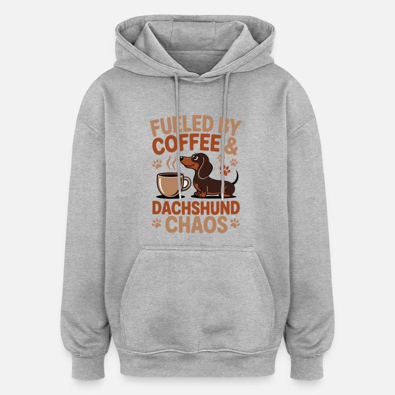 Chaos du Café Teckel - Sweat à capuche oversize unisexe - gris chiné
