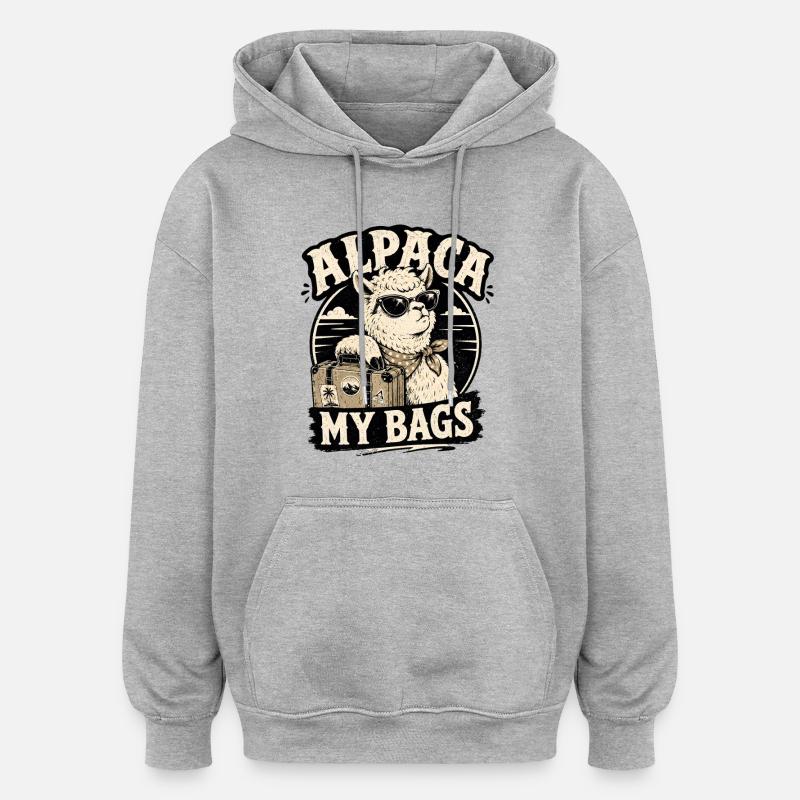 Alpaga, mes sacs - Sweat à capuche oversize unisexe - gris chiné