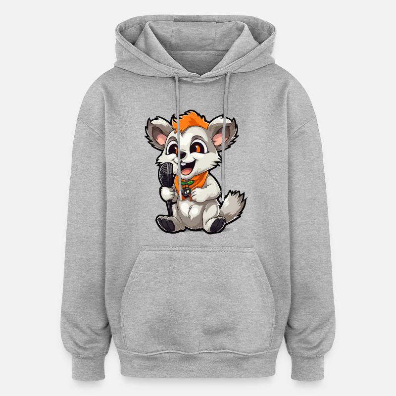 Songanimal avec micro - Sweat à capuche oversize unisexe - gris chiné