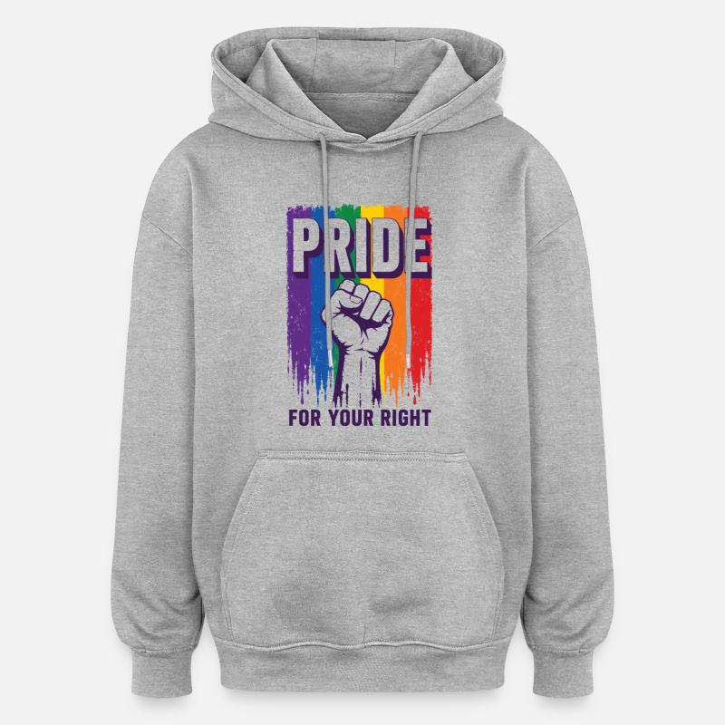 Pride Rainbow Right Statement Shirt - Oversized Unisex Hoodie - heather grey