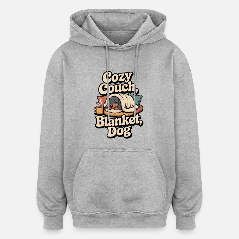 Teckel câlin - Sweat à capuche oversize unisexe - gris chiné