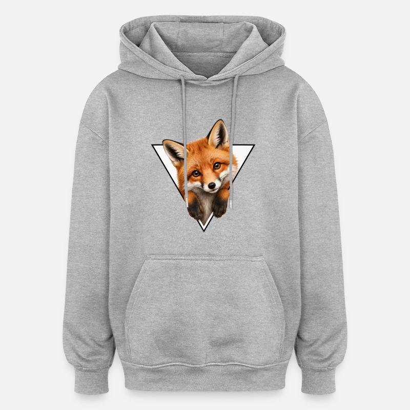 Fuchs im Dreieck-Illustration - Oversized Unisex Hoodie - Grau meliert