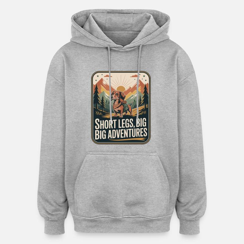 Wander Dachshund - Oversized Unisex Hoodie - heather grey