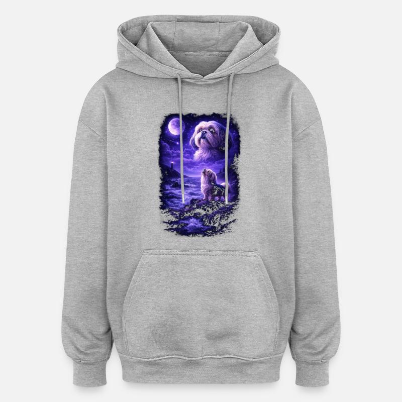 Dog Mom Dog Dad  - Sweat à capuche oversize unisexe - gris chiné