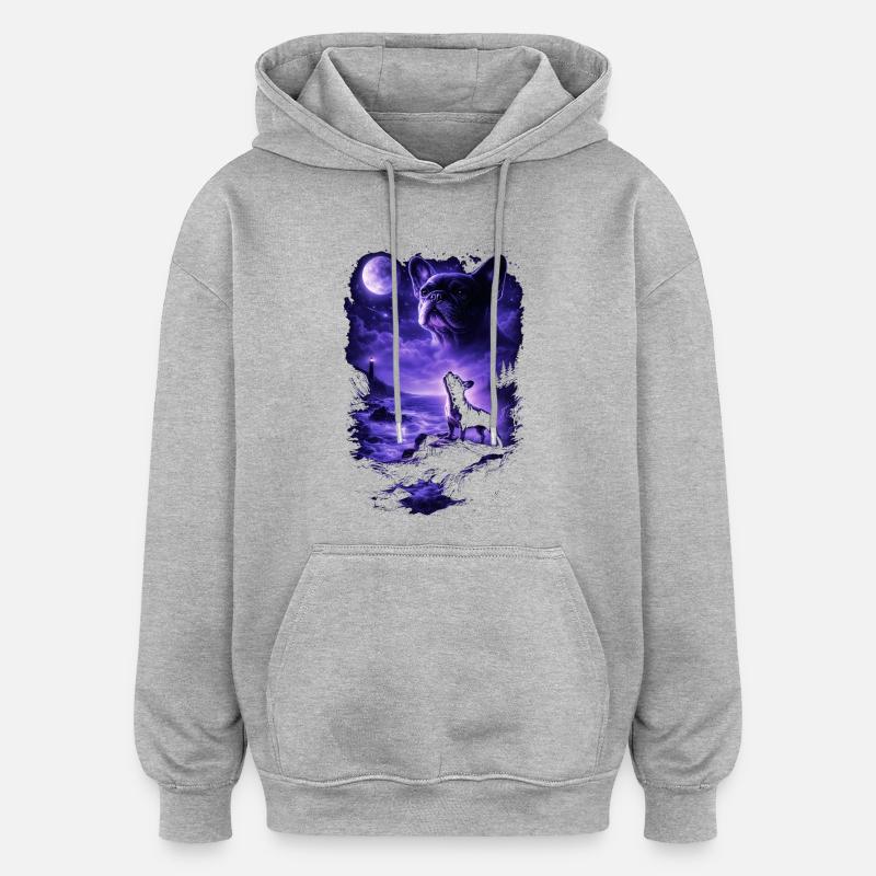 Dog Mom Dog Dad - Sweat à capuche oversize unisexe - gris chiné