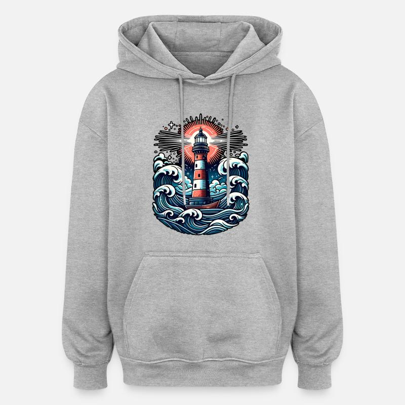 Leuchtturm - Oversized Unisex Hoodie - Grau meliert
