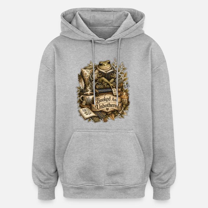 Grenouille réservée et indifférente - Sweat à capuche oversize unisexe - gris chiné